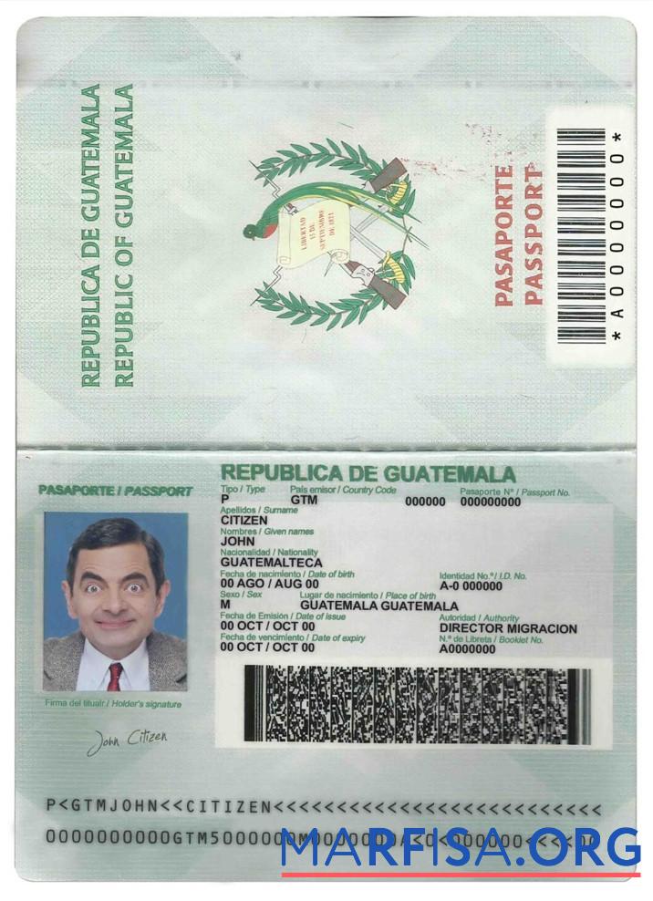 Realistic Guatemala passport template